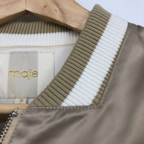 Maje Satin Bomber Jacket with Embroidered Floral Design - Picture 6 of 16